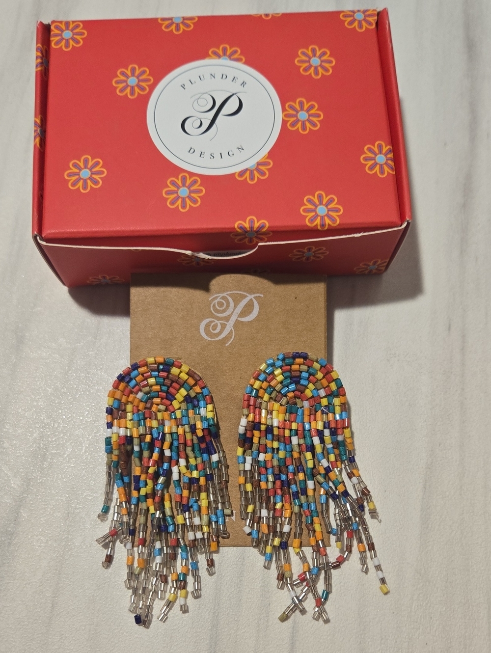 Plunder Multicolor Seed Bead Fringe Statement Earrings